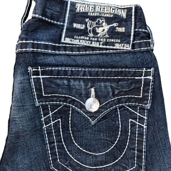 Vintage True Religion Jeans Size 31 RICKY BIG T Blue - Picture 4 of 8
